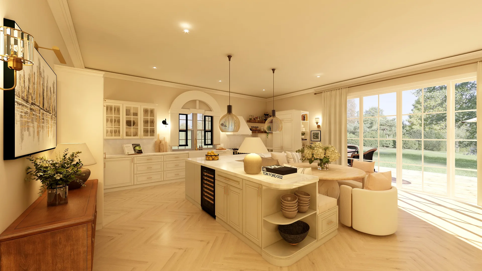 Suffolk kitchen, arched windows, pendant lights, wide and bright - strong hero candidate, Suffolk Kitchen | Living