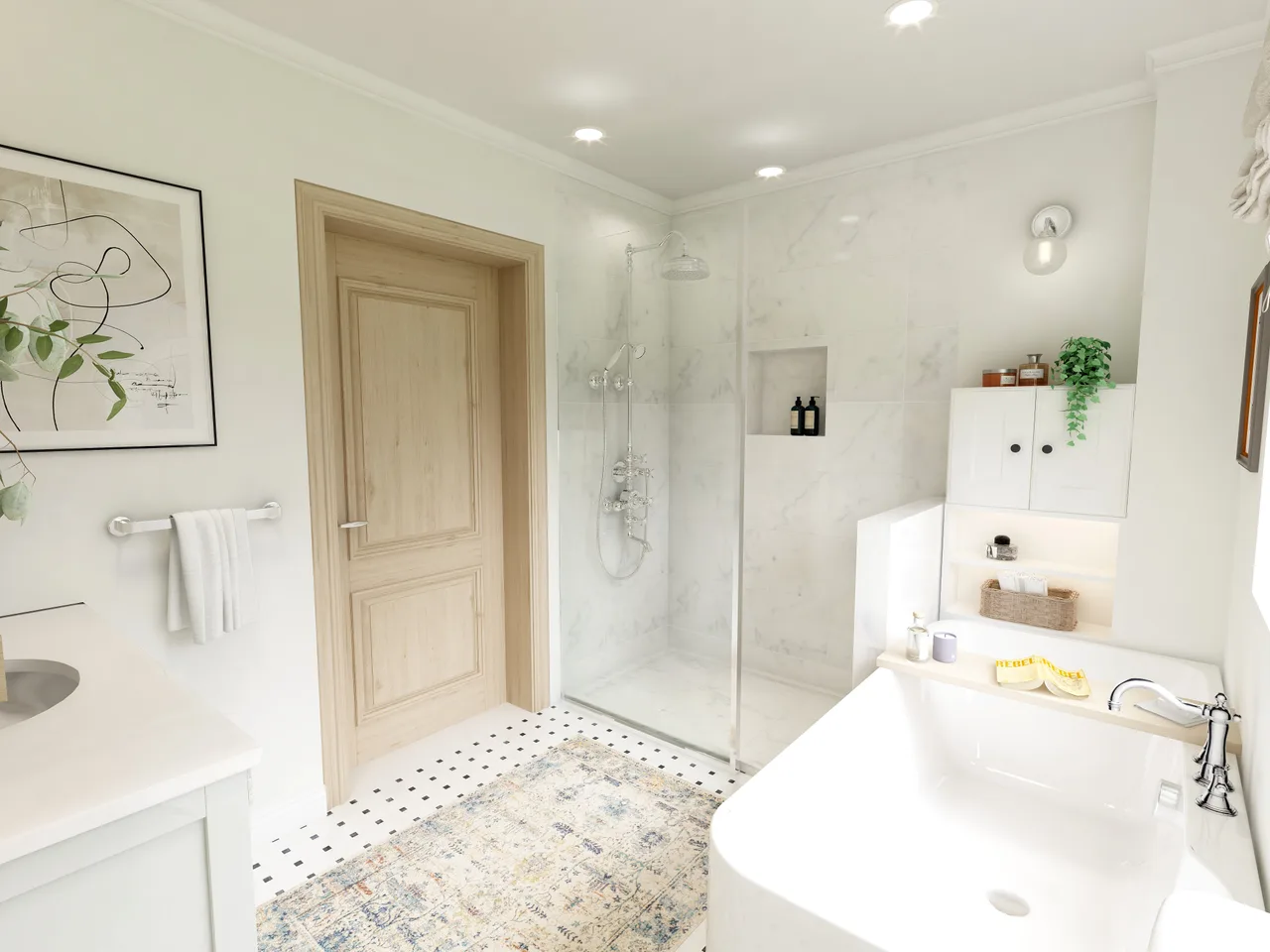 Craigellan bathroom, glass shower door, Craigellan Bathroom