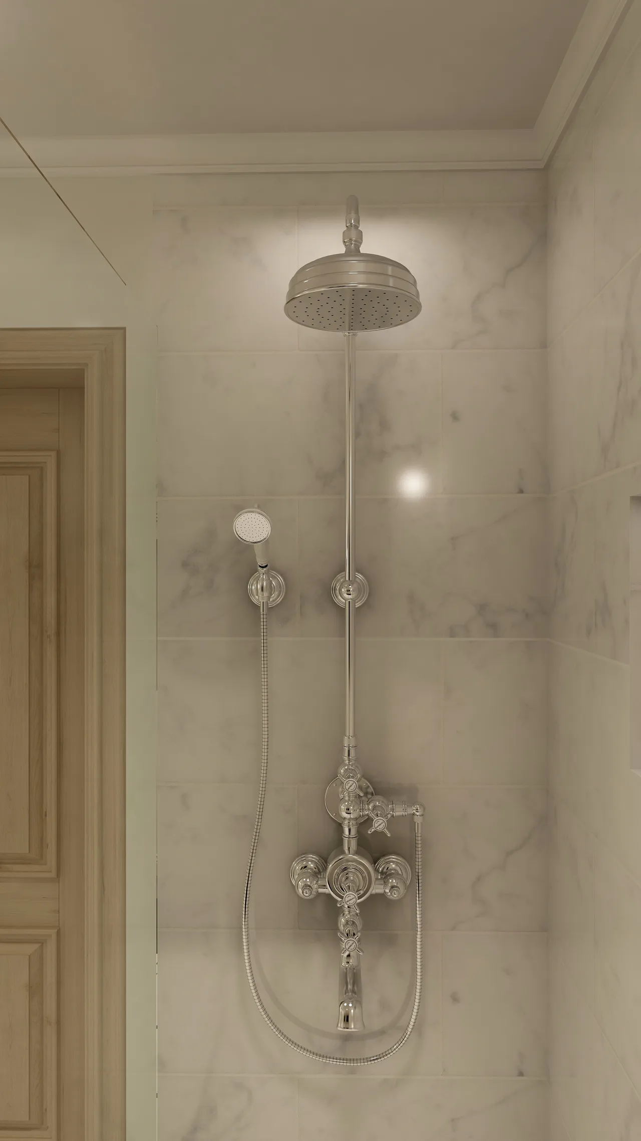 shower head, close detail, Craigellan Bathroom