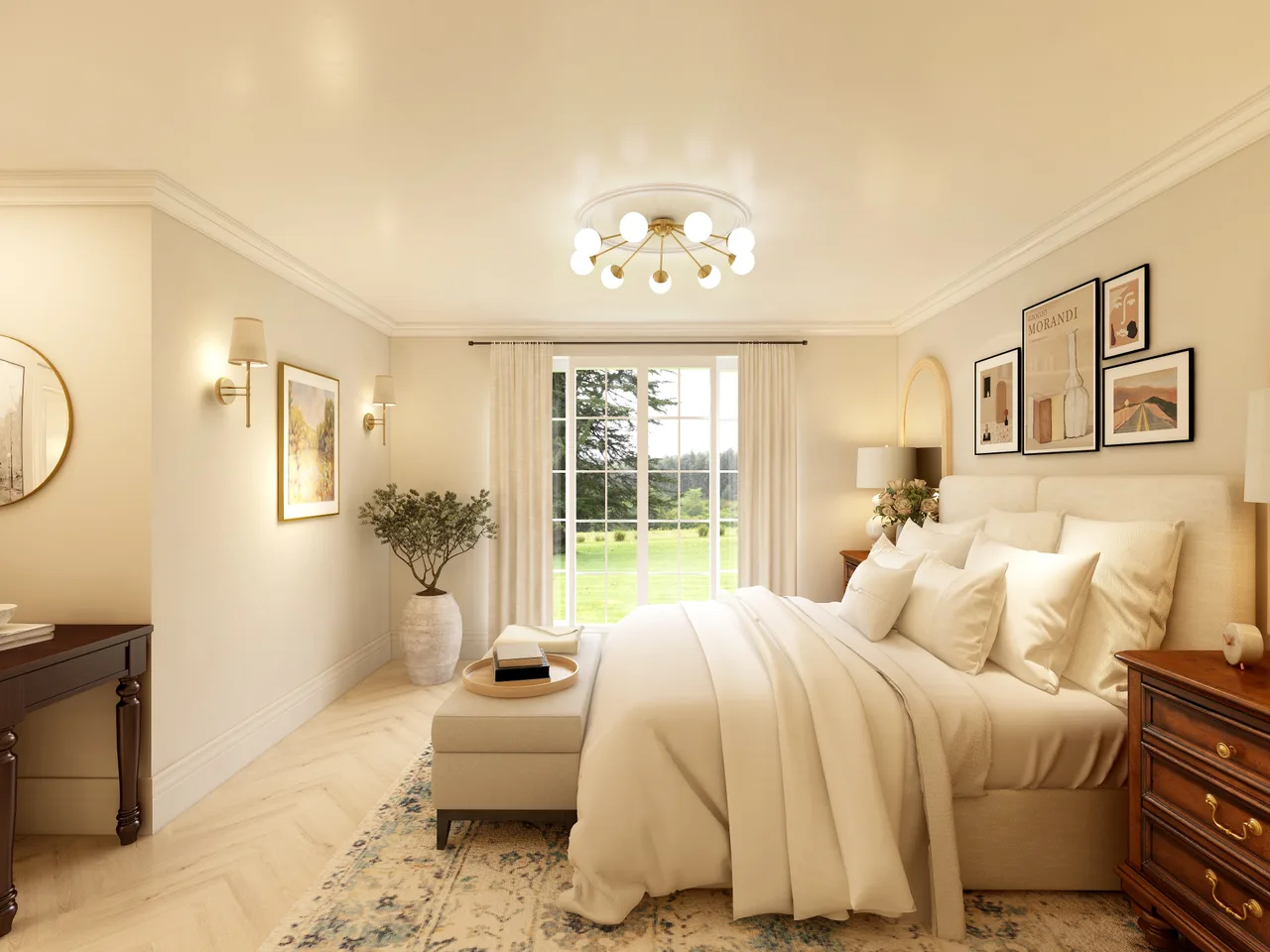 Braemar bedroom, skylight, gallery wall, bright, Braemar Bedroom